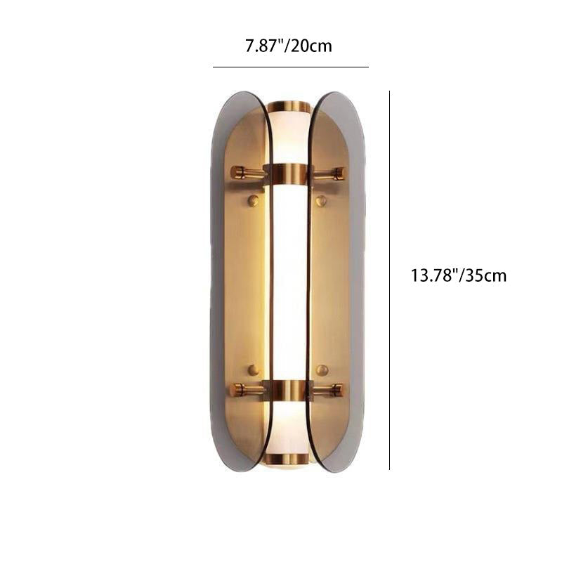 Modern Art Deco Oval Copper Glass LED Wall Sconce Lamp