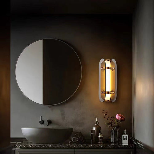 Modern Art Deco Oval Copper Glass LED Wall Sconce Lamp