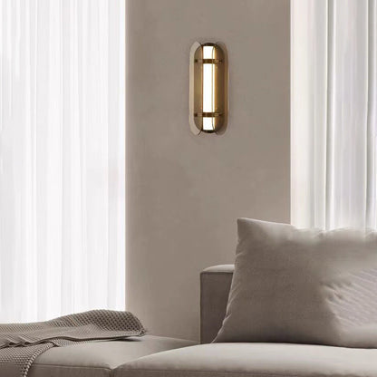 Modern Art Deco Oval Copper Glass LED Wall Sconce Lamp