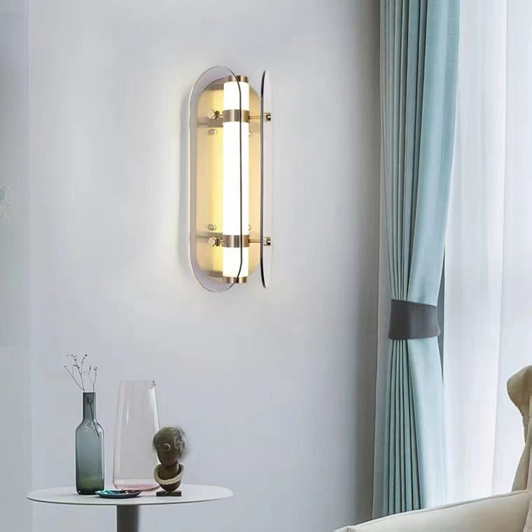 Modern Art Deco Oval Copper Glass LED Wall Sconce Lamp