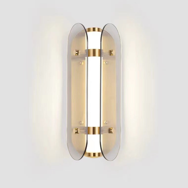 Modern Art Deco Oval Copper Glass LED Wall Sconce Lamp
