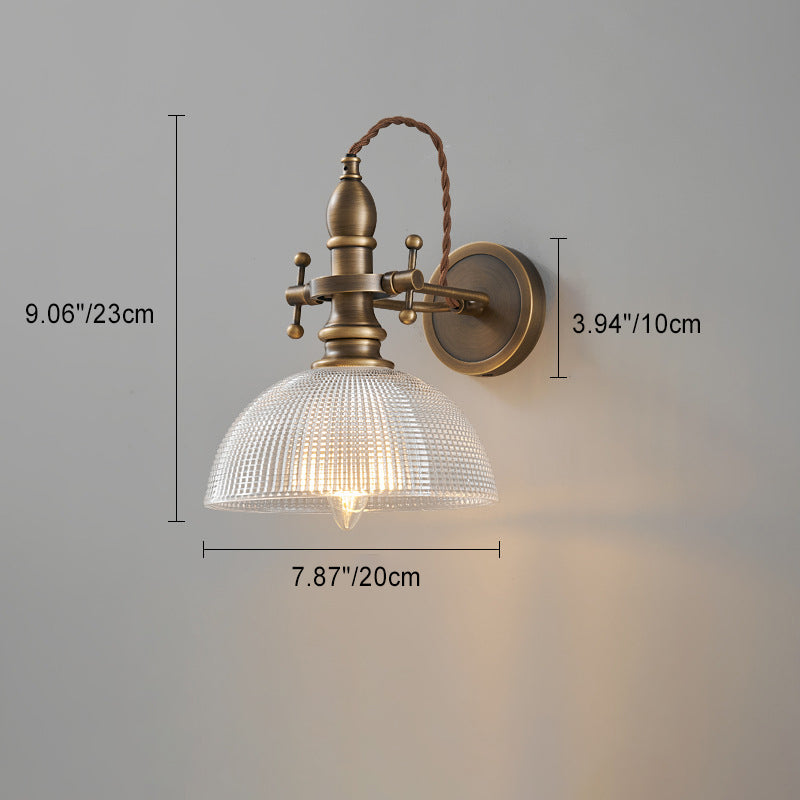 Traditional Dome Copper Glass 1-Light Wall Sconce Lamp