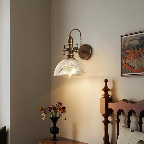 Traditional Dome Copper Glass 1-Light Wall Sconce Lamp
