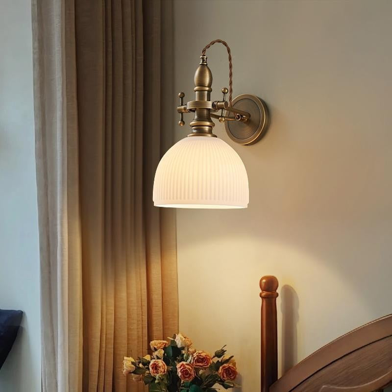 Traditional Dome Copper Glass 1-Light Wall Sconce Lamp