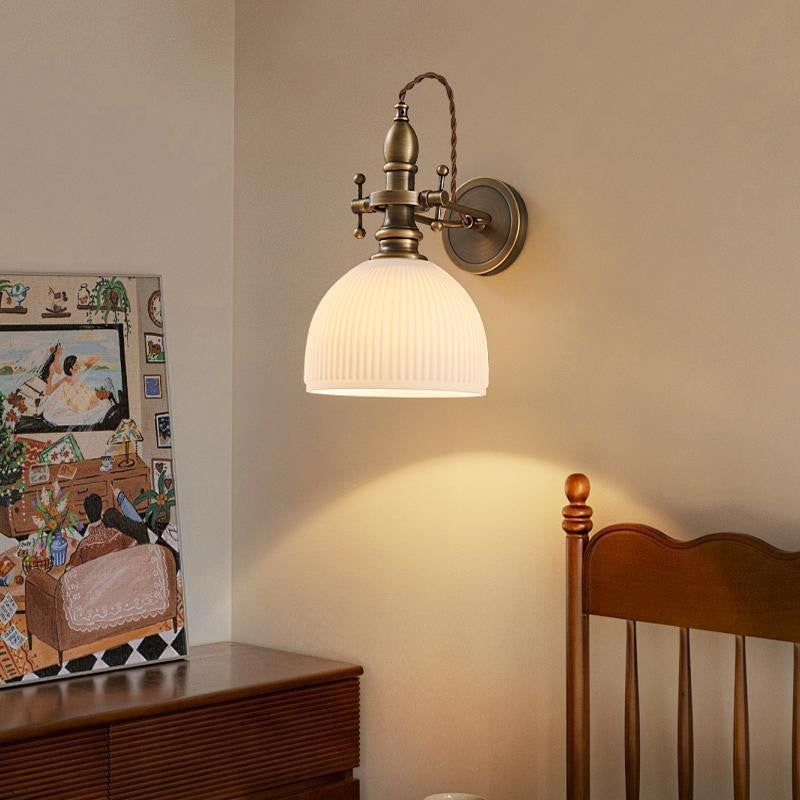 Traditional Dome Copper Glass 1-Light Wall Sconce Lamp
