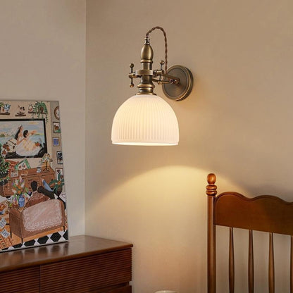 Traditional Dome Copper Glass 1-Light Wall Sconce Lamp