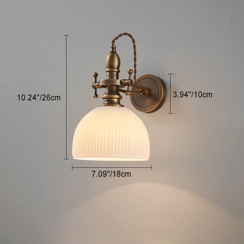 Traditional Dome Copper Glass 1-Light Wall Sconce Lamp
