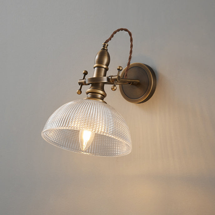 Traditional Dome Copper Glass 1-Light Wall Sconce Lamp
