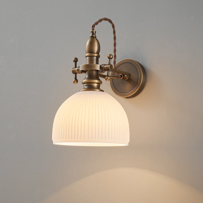 Traditional Dome Copper Glass 1-Light Wall Sconce Lamp