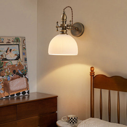 Traditional Dome Copper Glass 1-Light Wall Sconce Lamp