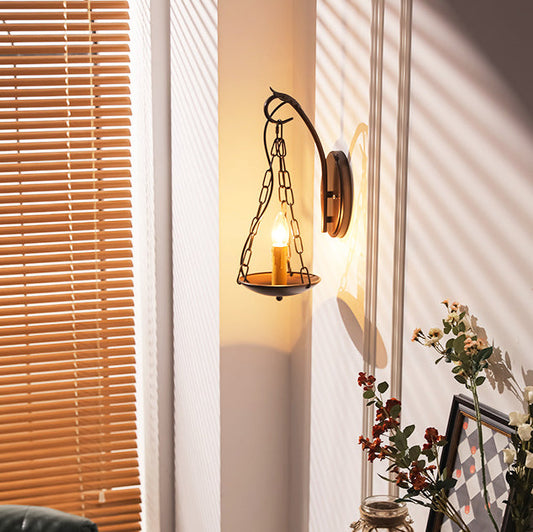 Traditional Vintage Candle Iron PC 1-Light Wall Sconce Lamp