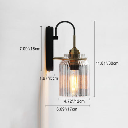 Modern Luxury Cylinder Iron Glass 1-Light Wall Sconce Lamp