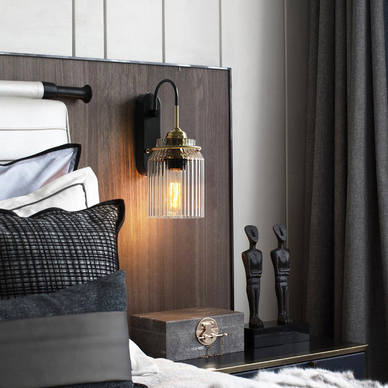 Modern Luxury Cylinder Iron Glass 1-Light Wall Sconce Lamp