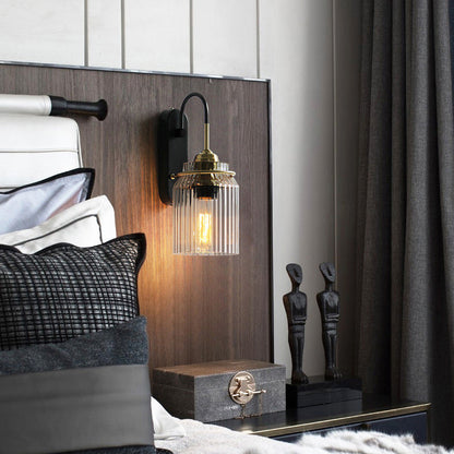 Modern Luxury Cylinder Iron Glass 1-Light Wall Sconce Lamp