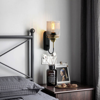 Modern Luxury Cylinder Iron Glass 1-Light Wall Sconce Lamp