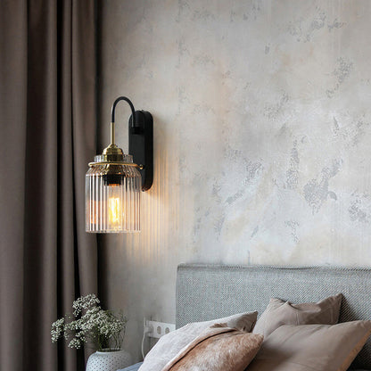 Modern Luxury Cylinder Iron Glass 1-Light Wall Sconce Lamp