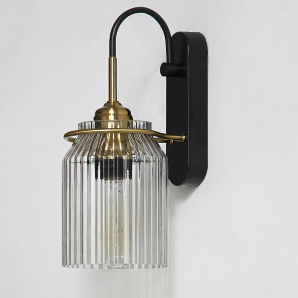 Modern Luxury Cylinder Iron Glass 1-Light Wall Sconce Lamp