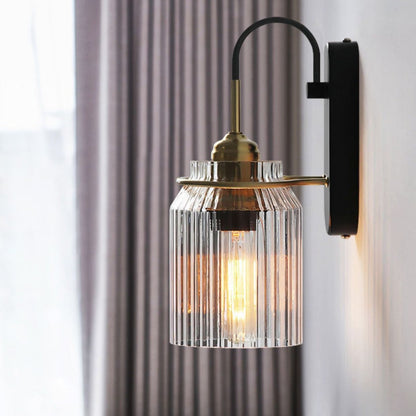 Modern Luxury Cylinder Iron Glass 1-Light Wall Sconce Lamp