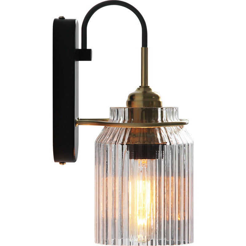 Modern Luxury Cylinder Iron Glass 1-Light Wall Sconce Lamp