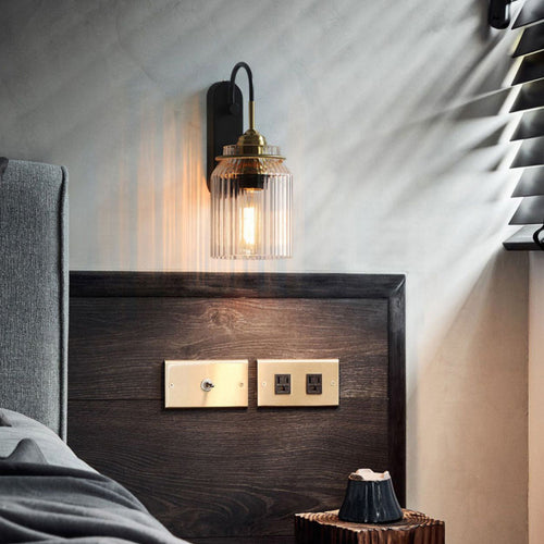 Modern Luxury Cylinder Iron Glass 1-Light Wall Sconce Lamp