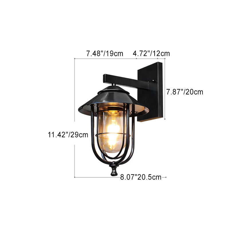 Traditional Birdcage Iron Glass 1-Light Wall Sconce Lamp