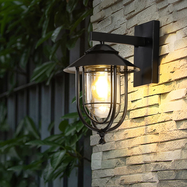 Traditional Birdcage Iron Glass 1-Light Wall Sconce Lamp