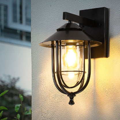 Traditional Birdcage Iron Glass 1-Light Wall Sconce Lamp