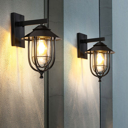 Traditional Birdcage Iron Glass 1-Light Wall Sconce Lamp