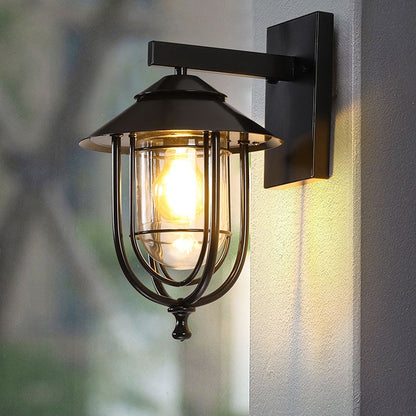 Traditional Birdcage Iron Glass 1-Light Wall Sconce Lamp