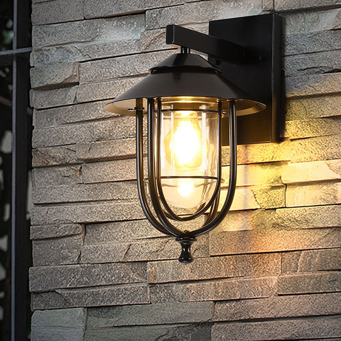 Traditional Birdcage Iron Glass 1-Light Wall Sconce Lamp