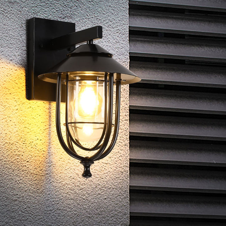Traditional Birdcage Iron Glass 1-Light Wall Sconce Lamp
