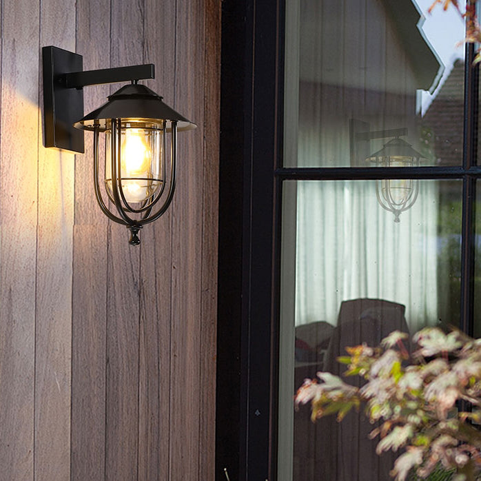 Traditional Birdcage Iron Glass 1-Light Wall Sconce Lamp