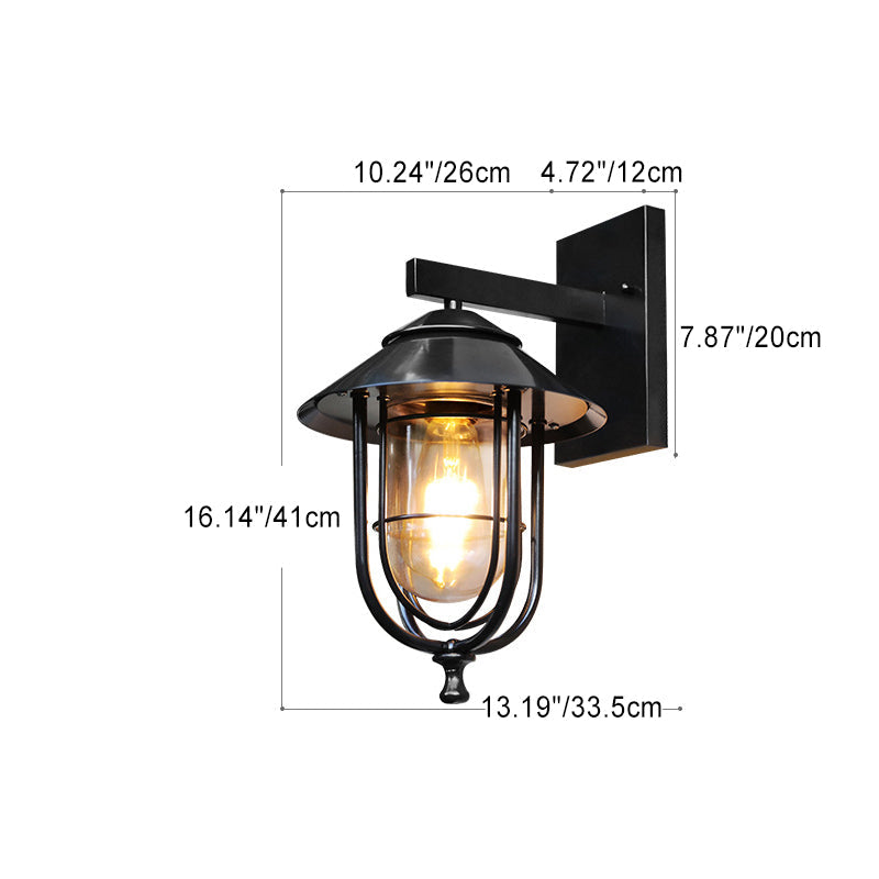 Traditional Birdcage Iron Glass 1-Light Wall Sconce Lamp