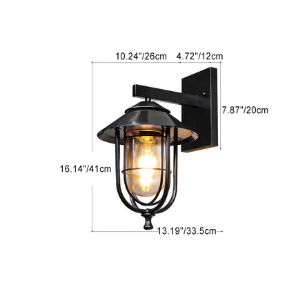 Traditional Birdcage Iron Glass 1-Light Wall Sconce Lamp