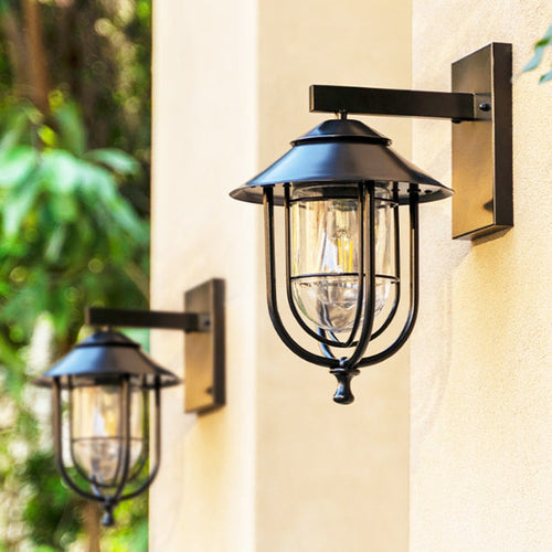 Traditional Birdcage Iron Glass 1-Light Wall Sconce Lamp