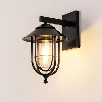 Traditional Birdcage Iron Glass 1-Light Wall Sconce Lamp