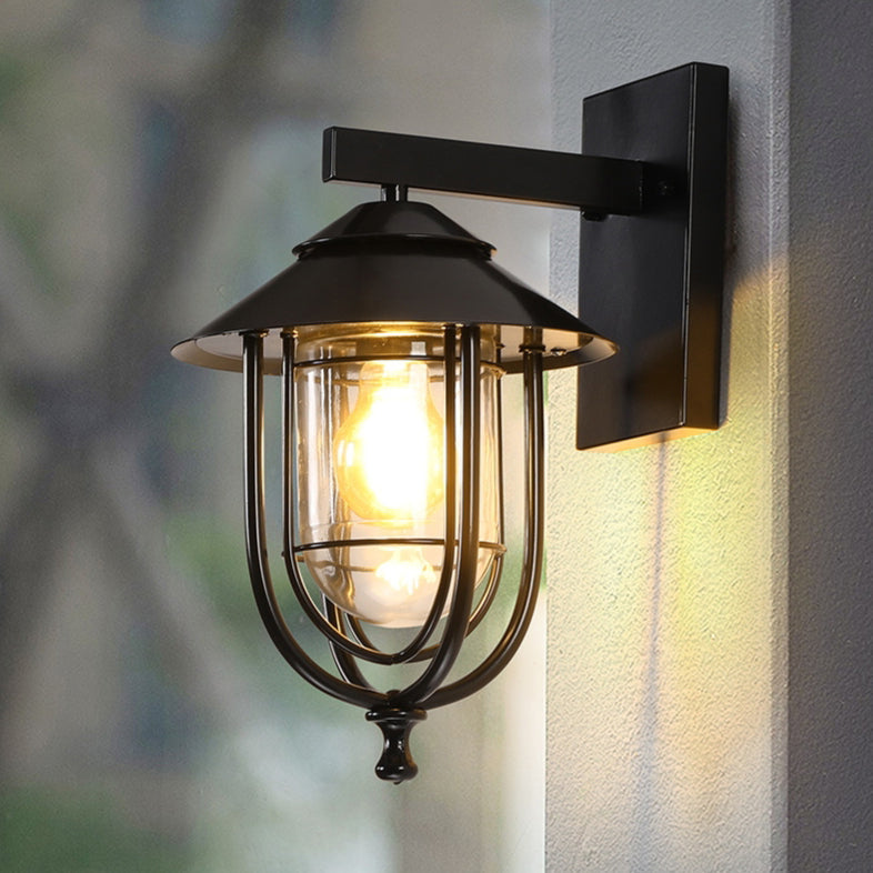 Traditional Birdcage Iron Glass 1-Light Wall Sconce Lamp