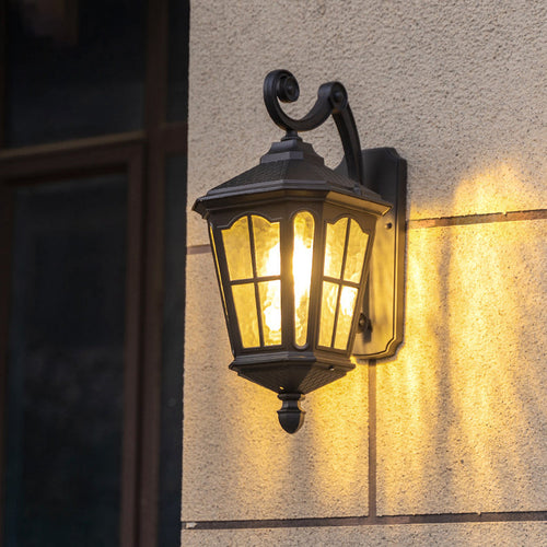Lantern Waterproof Aluminum Glass 1-Light Wall Sconce Lamp