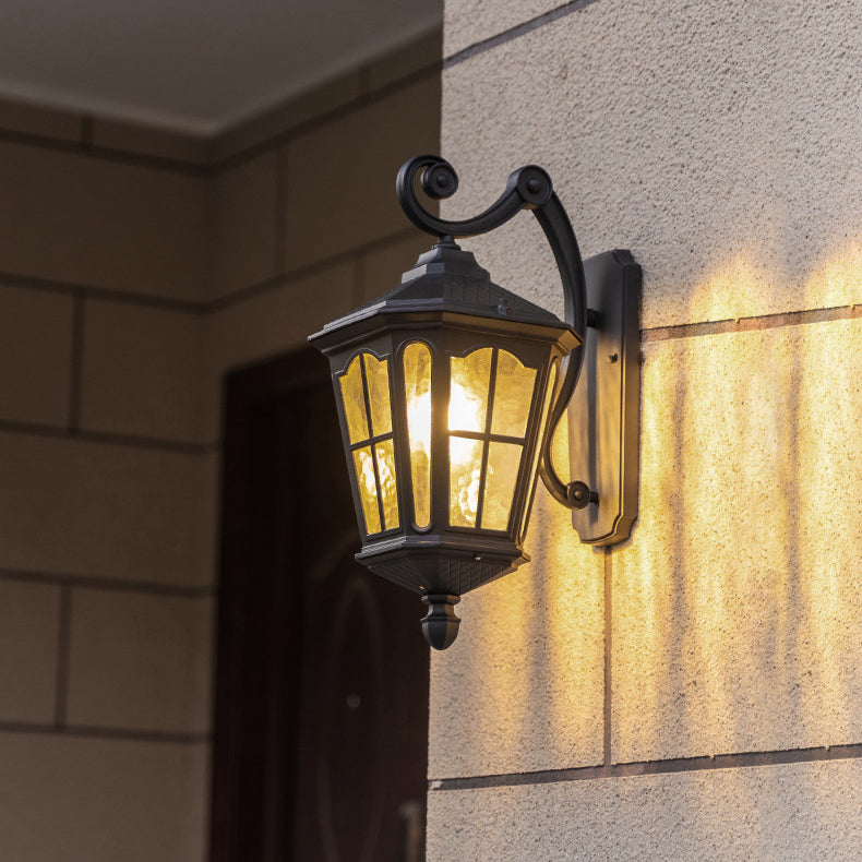Lantern Waterproof Aluminum Glass 1-Light Wall Sconce Lamp