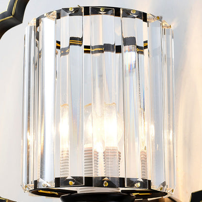 Chinese Cylinder Iron Crystal 2-Light Wall Sconce Lamp