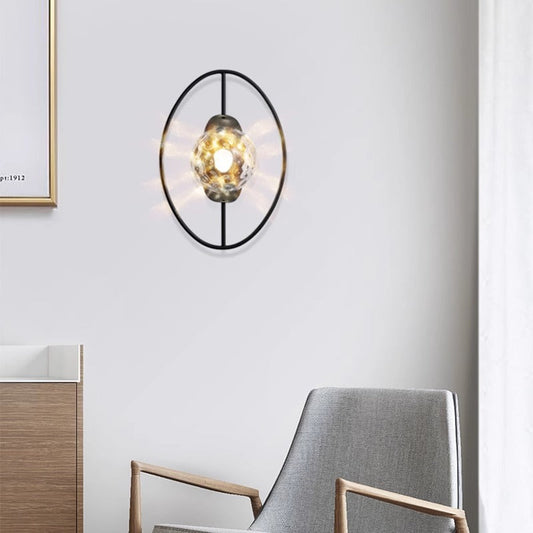 Contemporary Nordic Oval Iron 1-Light Wall Sconce Lamp