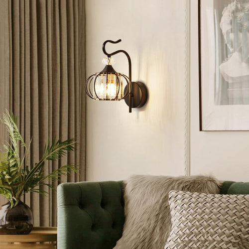 Simplicity Globe Iron Glass 1-Light Wall Sconce Lamp