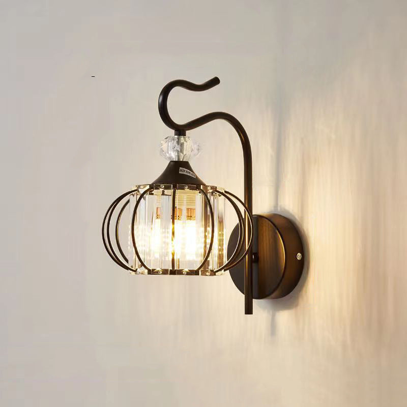 Simplicity Globe Iron Glass 1-Light Wall Sconce Lamp