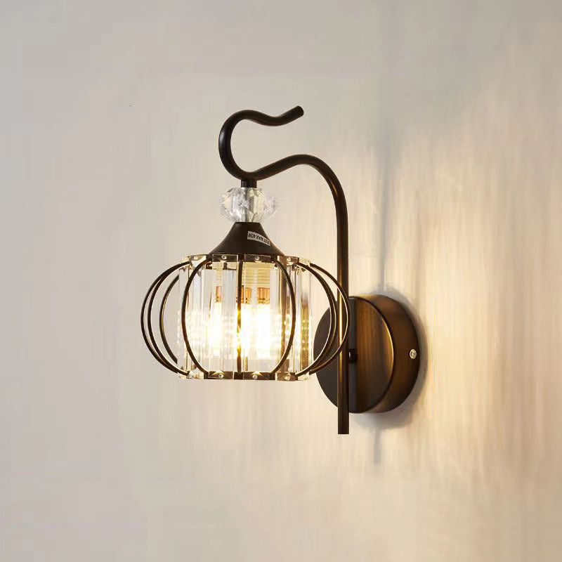 Simplicity Globe Iron Glass 1-Light Wall Sconce Lamp