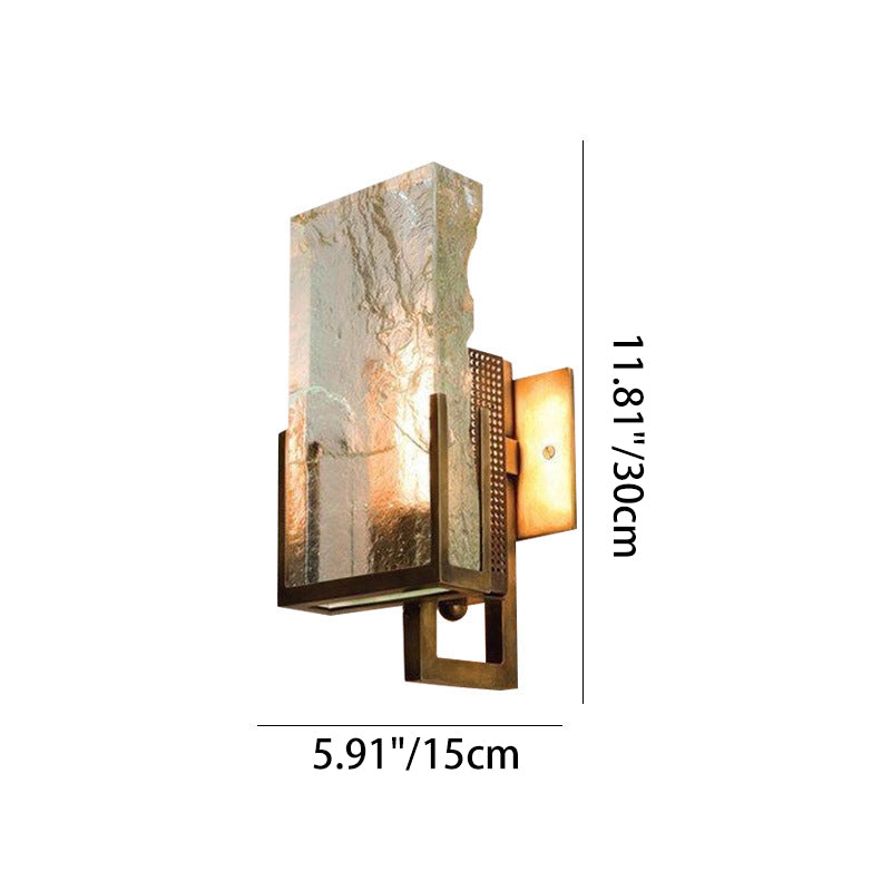 Luxury Rectangular Iron Crystal 1-Light Wall Sconce Lamp