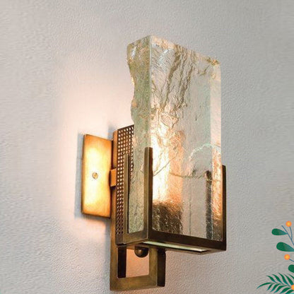 Luxury Rectangular Iron Crystal 1-Light Wall Sconce Lamp