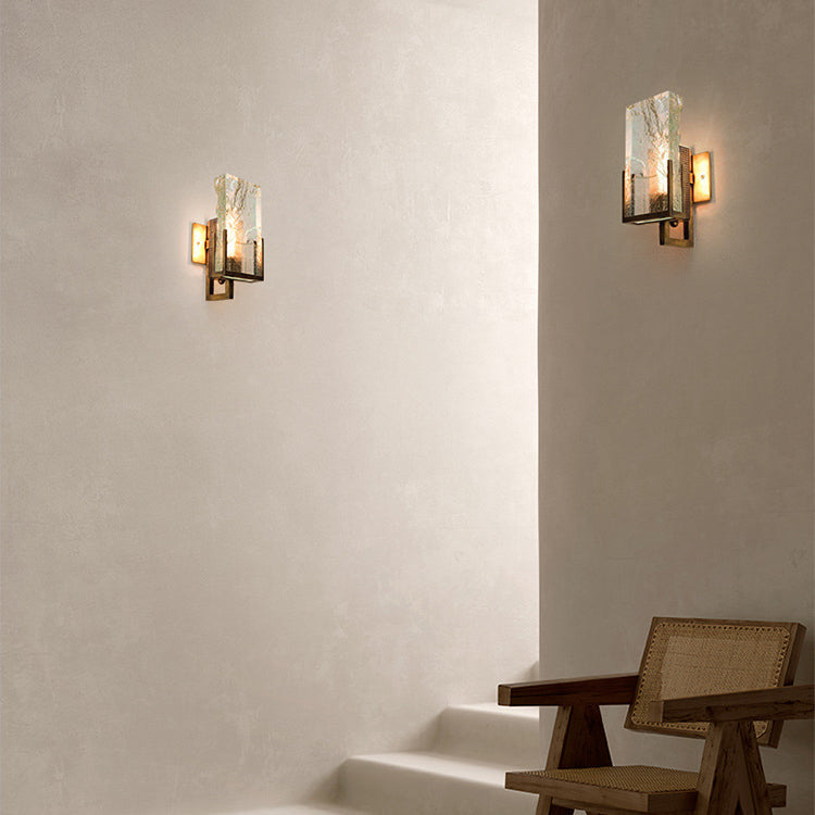 Luxury Rectangular Iron Crystal 1-Light Wall Sconce Lamp