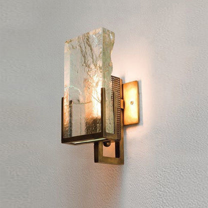Luxury Rectangular Iron Crystal 1-Light Wall Sconce Lamp