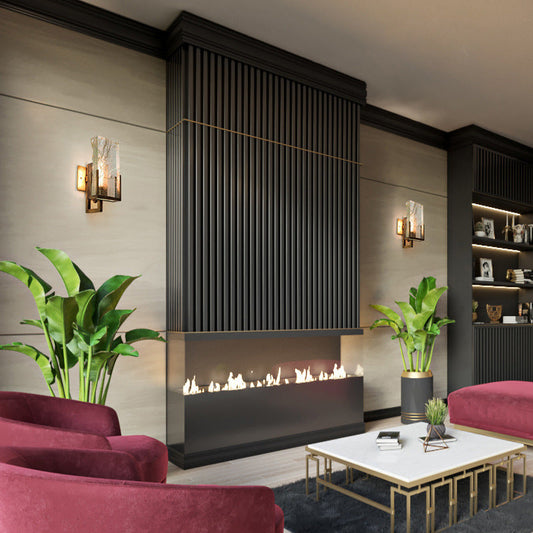 Luxury Rectangular Iron Crystal 1-Light Wall Sconce Lamp