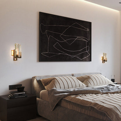 Luxury Rectangular Iron Crystal 1-Light Wall Sconce Lamp